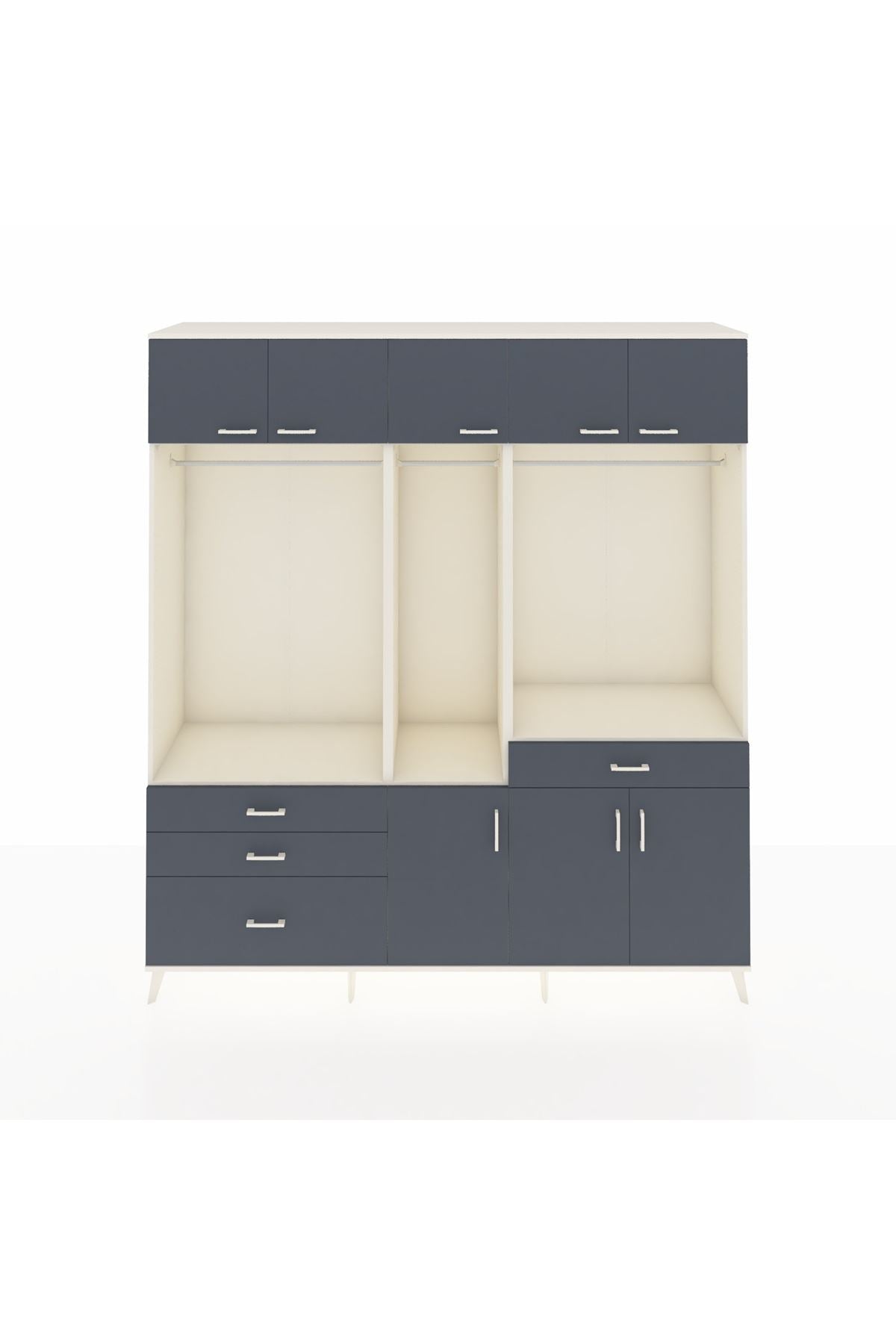 Hyperion Gardrop 8 Raflı 4 Çekmeceli 3 Askılı 220x44x243 Aytaşı-Antrasit/Antrasit