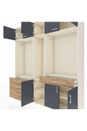 Hyperion Dolap 8 Raflı 4 Çekmeceli 3 Askılı 220x44x243 Aytaşı-Antrasit/Çam