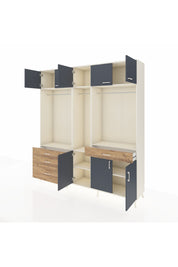 Hyperion Dolap 8 Raflı 4 Çekmeceli 3 Askılı 220x44x243 Aytaşı-Antrasit/Çam