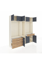 Hyperion Dolap 8 Raflı 4 Çekmeceli 3 Askılı 220x44x243 Aytaşı-Antrasit/Çam