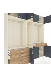 Hyperion Dolap 8 Raflı 4 Çekmeceli 3 Askılı 220x44x243 Aytaşı-Antrasit/Çam