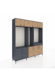 Hyperion Dolap 8 Raflı 4 Çekmeceli 3 Askılı 220x44x243 Antrasit-Çam/Antrasit