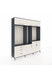 Hyperion Gardrop 8 Raflı 4 Çekmeceli 3 Askılı 220x44x243 Antrasit-Aytaşı/Aytaşı