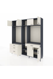 Hyperion Gardrop 8 Raflı 4 Çekmeceli 3 Askılı 220x44x243 Antrasit-Aytaşı/Aytaşı