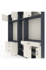 Hyperion Gardrop 8 Raflı 4 Çekmeceli 3 Askılı 220x44x243 Antrasit-Aytaşı/Aytaşı