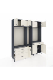 Hyperion Gardrop 8 Raflı 4 Çekmeceli 3 Askılı 220x44x243 Antrasit-Aytaşı/Aytaşı