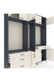 Hyperion Gardrop 8 Raflı 4 Çekmeceli 3 Askılı 220x44x243 Antrasit-Aytaşı/Aytaşı