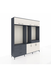 Hyperion Dolap 8 Raflı 4 Çekmeceli 3 Askılı 220x44x243 Antrasit-Aytaşı/Antrasit