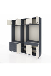 Hyperion Dolap 8 Raflı 4 Çekmeceli 3 Askılı 220x44x243 Antrasit-Aytaşı/Antrasit
