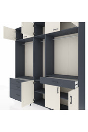 Hyperion Dolap 8 Raflı 4 Çekmeceli 3 Askılı 220x44x243 Antrasit-Aytaşı/Antrasit