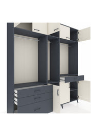 Hyperion Dolap 8 Raflı 4 Çekmeceli 3 Askılı 220x44x243 Antrasit-Aytaşı/Antrasit