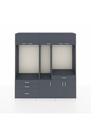 Hyperion Gardrop 8 Raflı 4 Çekmeceli 3 Askılı 220x44x243 Antrasit-Antrasit/Antrasit