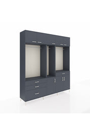 Hyperion Gardrop 8 Raflı 4 Çekmeceli 3 Askılı 220x44x243 Antrasit-Antrasit/Antrasit