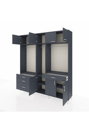 Hyperion Gardrop 8 Raflı 4 Çekmeceli 3 Askılı 220x44x243 Antrasit-Antrasit/Antrasit
