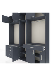 Hyperion Gardrop 8 Raflı 4 Çekmeceli 3 Askılı 220x44x243 Antrasit-Antrasit/Antrasit