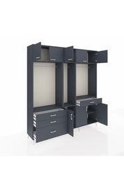 Hyperion Gardrop 8 Raflı 4 Çekmeceli 3 Askılı 220x44x243 Antrasit-Antrasit/Antrasit