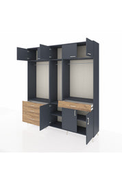 Hyperion Dolap 8 Raflı 4 Çekmeceli 3 Askılı 220x44x243 Antrasit-Antrasit/Çam