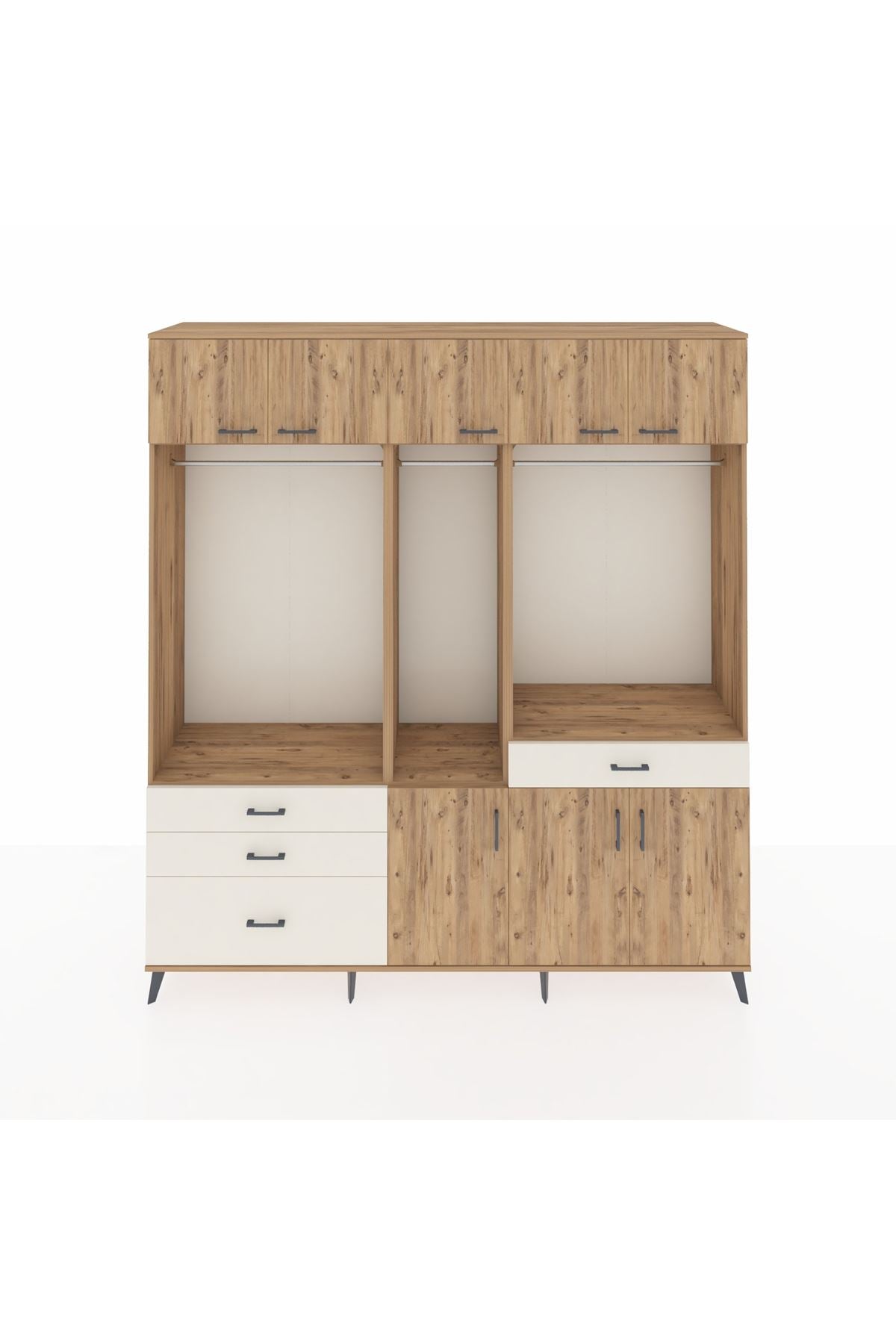 Hyperion Dolap 8 Raflı 4 Çekmeceli 3 Askılı 220x44x243 Çam-Çam/Aytaşı