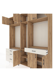 Hyperion Dolap 8 Raflı 4 Çekmeceli 3 Askılı 220x44x243 Çam-Çam/Aytaşı