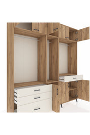 Hyperion Dolap 8 Raflı 4 Çekmeceli 3 Askılı 220x44x243 Çam-Çam/Aytaşı