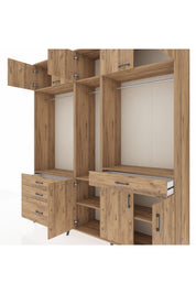 Hyperion Gardrop 8 Raflı 4 Çekmeceli 3 Askılı 220x44x243 Çam-Çam/Çam