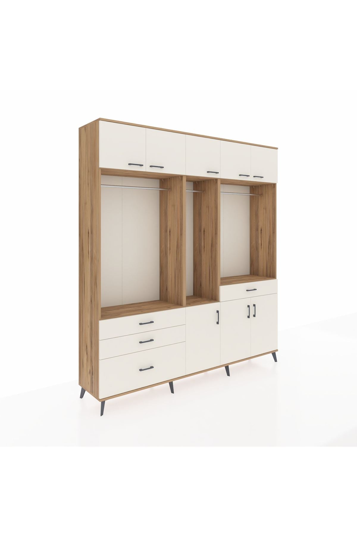 Hyperion Gardrop 8 Raflı 4 Çekmeceli 3 Askılı 220x44x243 Çam-Aytaşı/Aytaşı