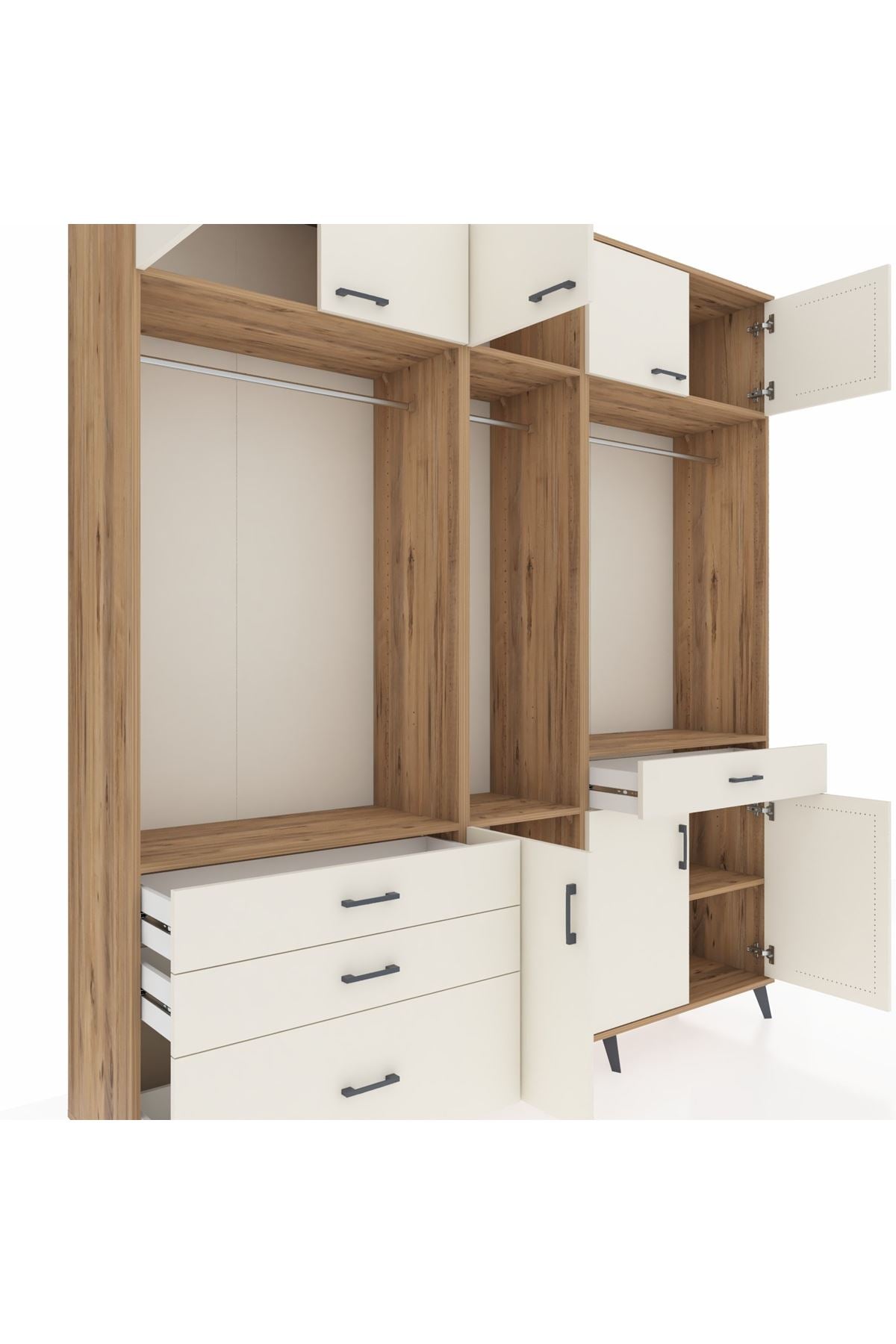 Hyperion Gardrop 8 Raflı 4 Çekmeceli 3 Askılı 220x44x243 Çam-Aytaşı/Aytaşı