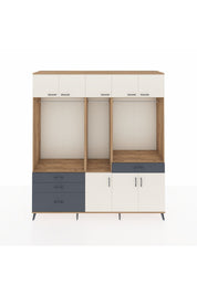 Hyperion Dolap 8 Raflı 4 Çekmeceli 3 Askılı 220x44x243 Çam-Aytaşı/Antrasit