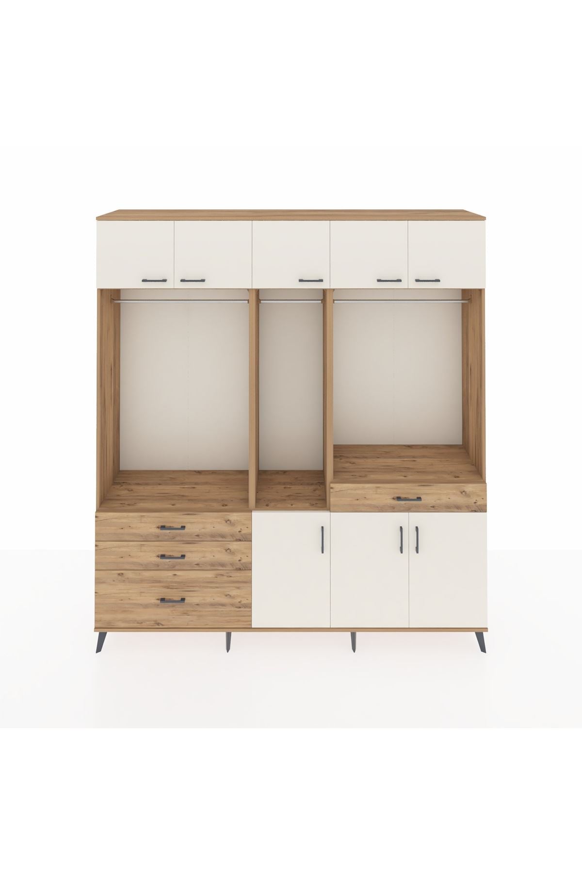 Hyperion Dolap 8 Raflı 4 Çekmeceli 3 Askılı 220x44x243 Çam-Aytaşı/Çam