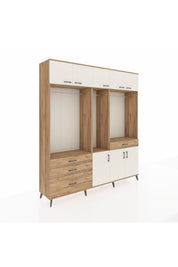 Hyperion Dolap 8 Raflı 4 Çekmeceli 3 Askılı 220x44x243 Çam-Aytaşı/Çam
