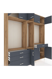 Hyperion Gardrop 8 Raflı 4 Çekmeceli 3 Askılı 220x44x243 Çam-Antrasit/Antrasit