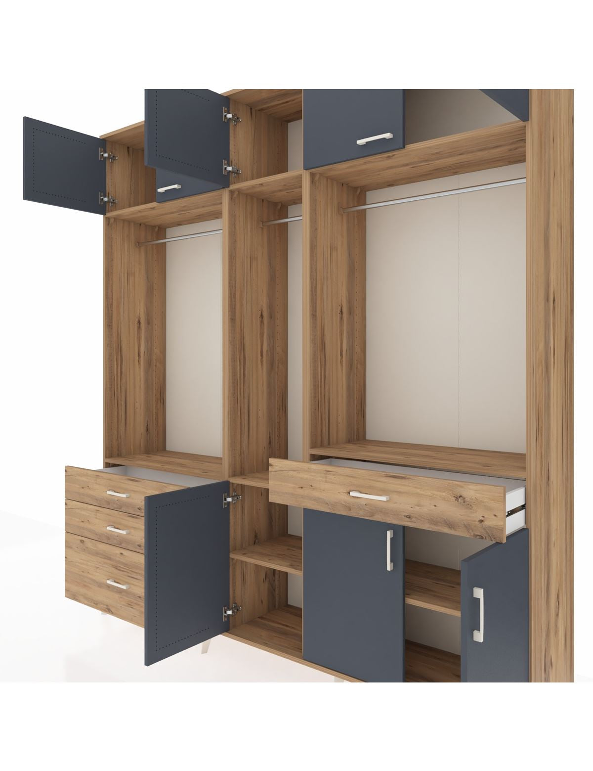 Hyperion Dolap 8 Raflı 4 Çekmeceli 3 Askılı 220x44x243 - S553M059V27B