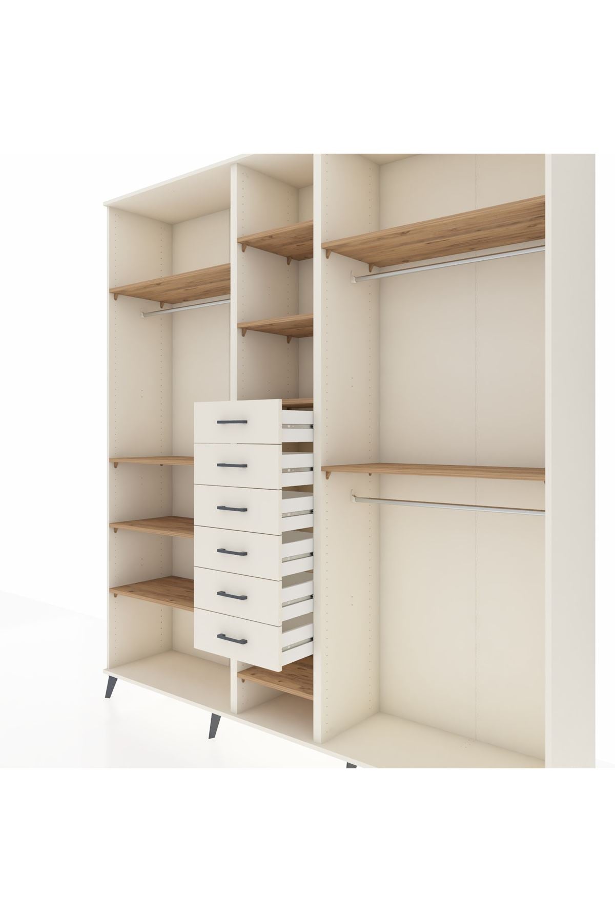 Hyperion Dolap 10 Raflı 6 Çekmeceli 3 Askılı 220x44x243 - S553M060V01B