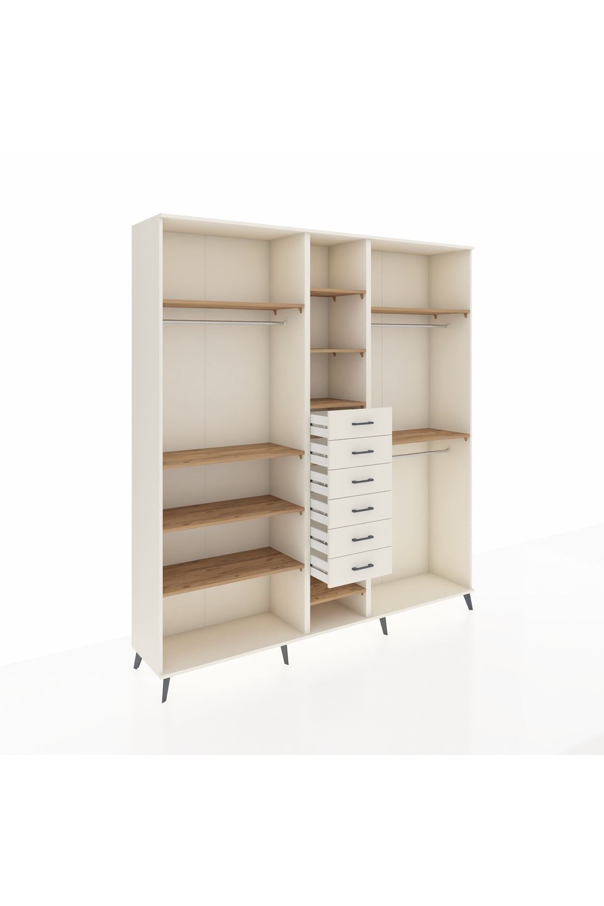 Hyperion Dolap 10 Raflı 6 Çekmeceli 3 Askılı 220x44x243 - S553M060V01B