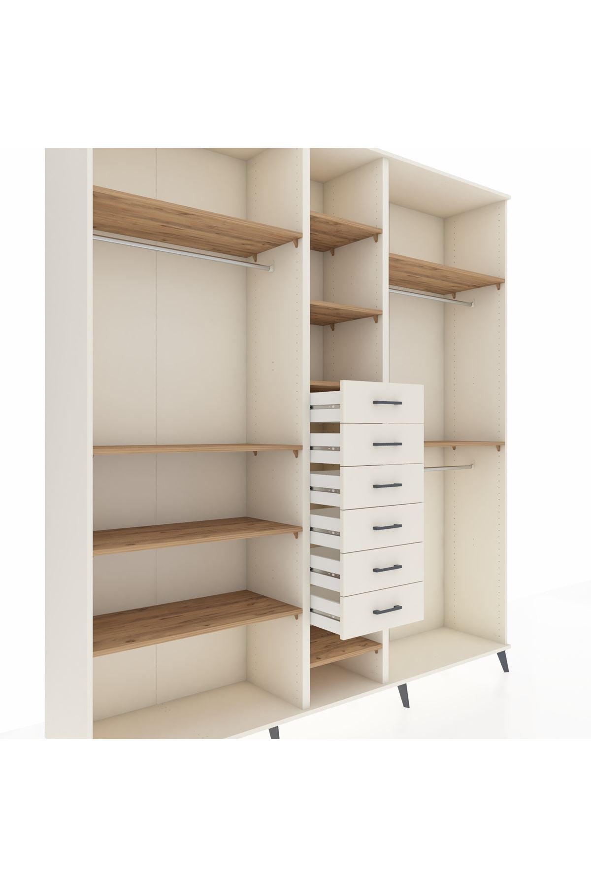 Hyperion Dolap 10 Raflı 6 Çekmeceli 3 Askılı 220x44x243 - S553M060V01B