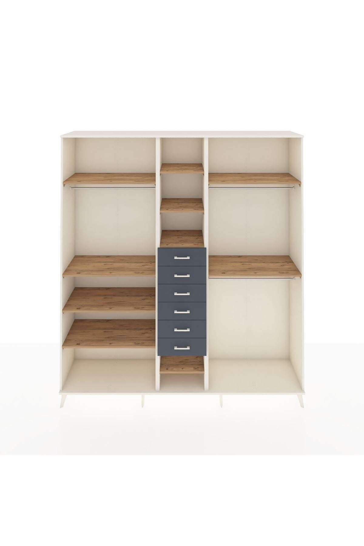 Hyperion Dolap 10 Raflı 6 Çekmeceli 3 Askılı 220x44x243 - S553M060V02B