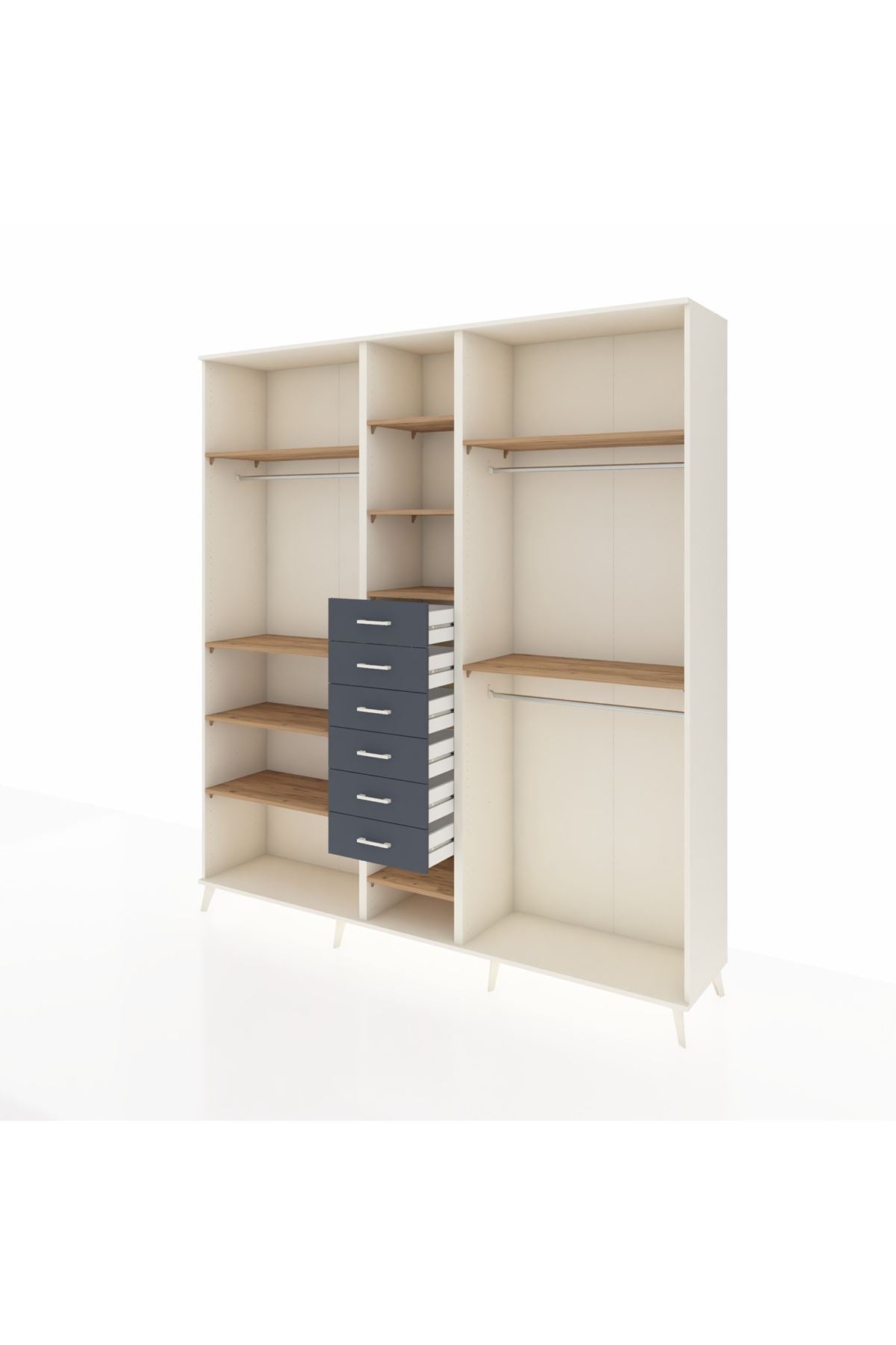 Hyperion Dolap 10 Raflı 6 Çekmeceli 3 Askılı 220x44x243 - S553M060V02B