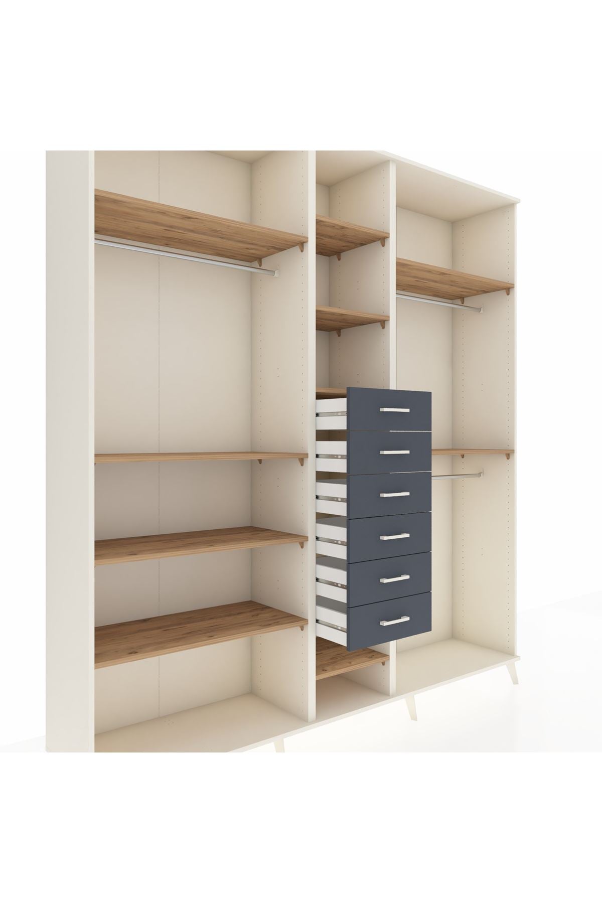 Hyperion Dolap 10 Raflı 6 Çekmeceli 3 Askılı 220x44x243 - S553M060V02B