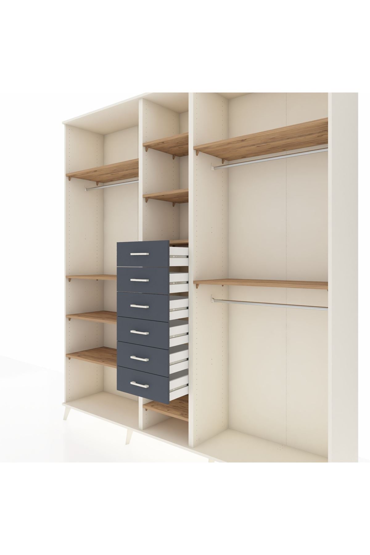 Hyperion Dolap 10 Raflı 6 Çekmeceli 3 Askılı 220x44x243 - S553M060V02B