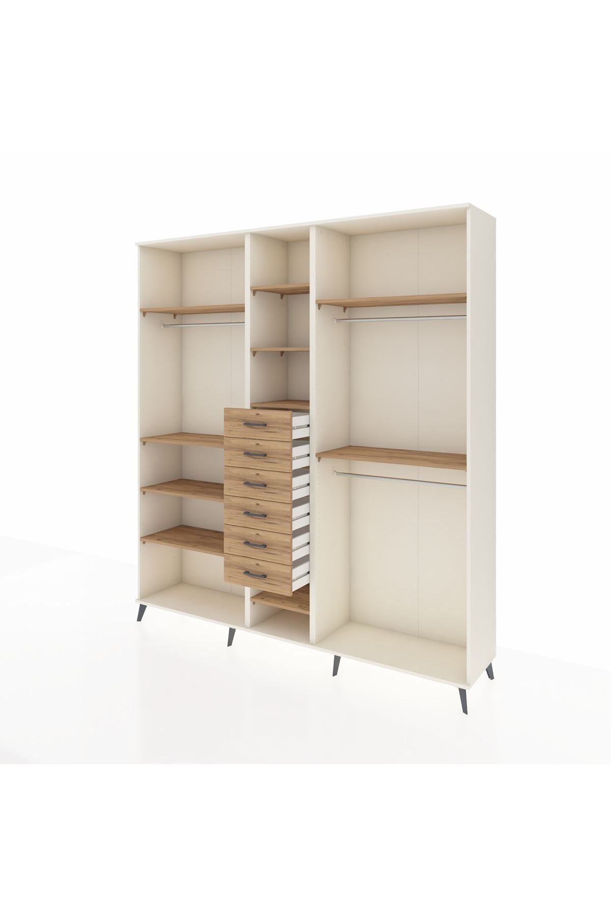 Hyperion Dolap 10 Raflı 6 Çekmeceli 3 Askılı 220x44x243 - S553M060V03B