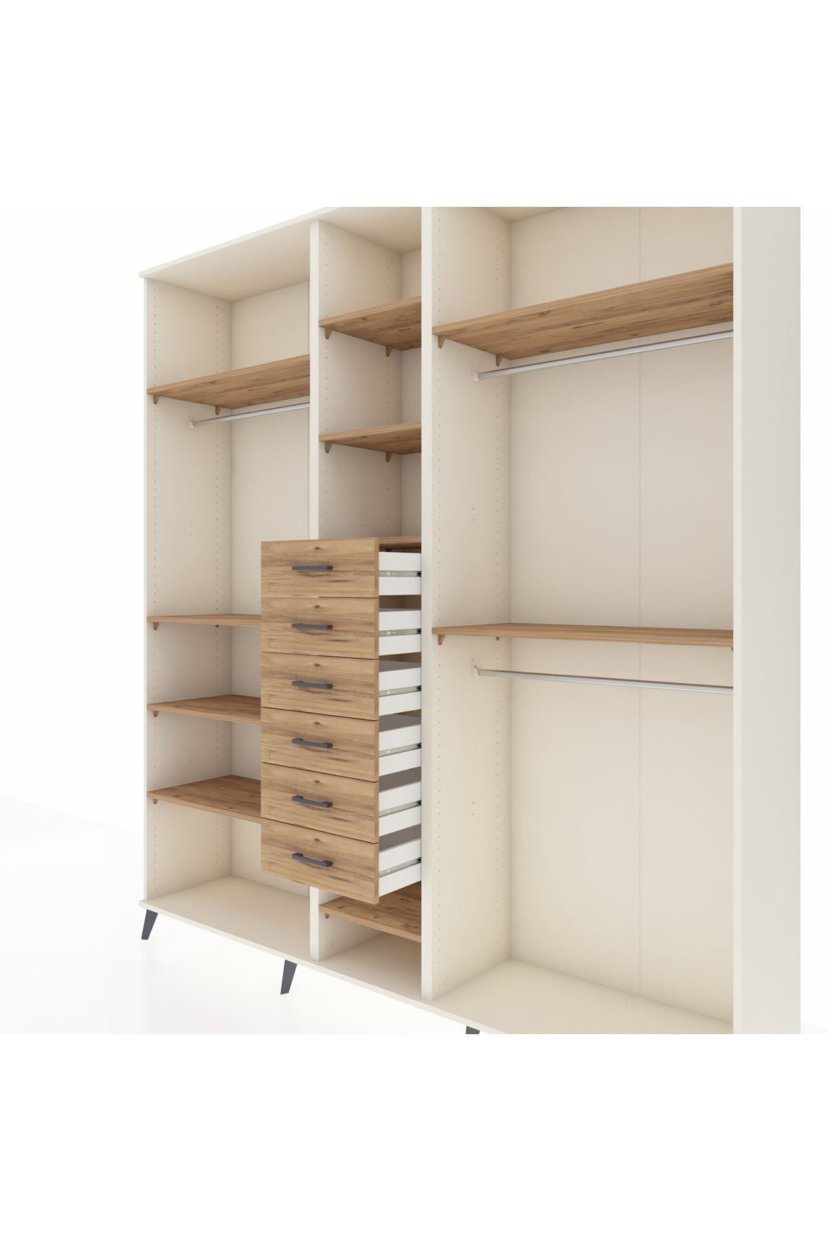 Hyperion Dolap 10 Raflı 6 Çekmeceli 3 Askılı 220x44x243 - S553M060V03B