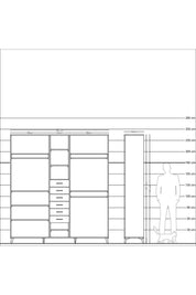 Hyperion Dolap 10 Raflı 6 Çekmeceli 3 Askılı 220x44x243 - S553M060V03B