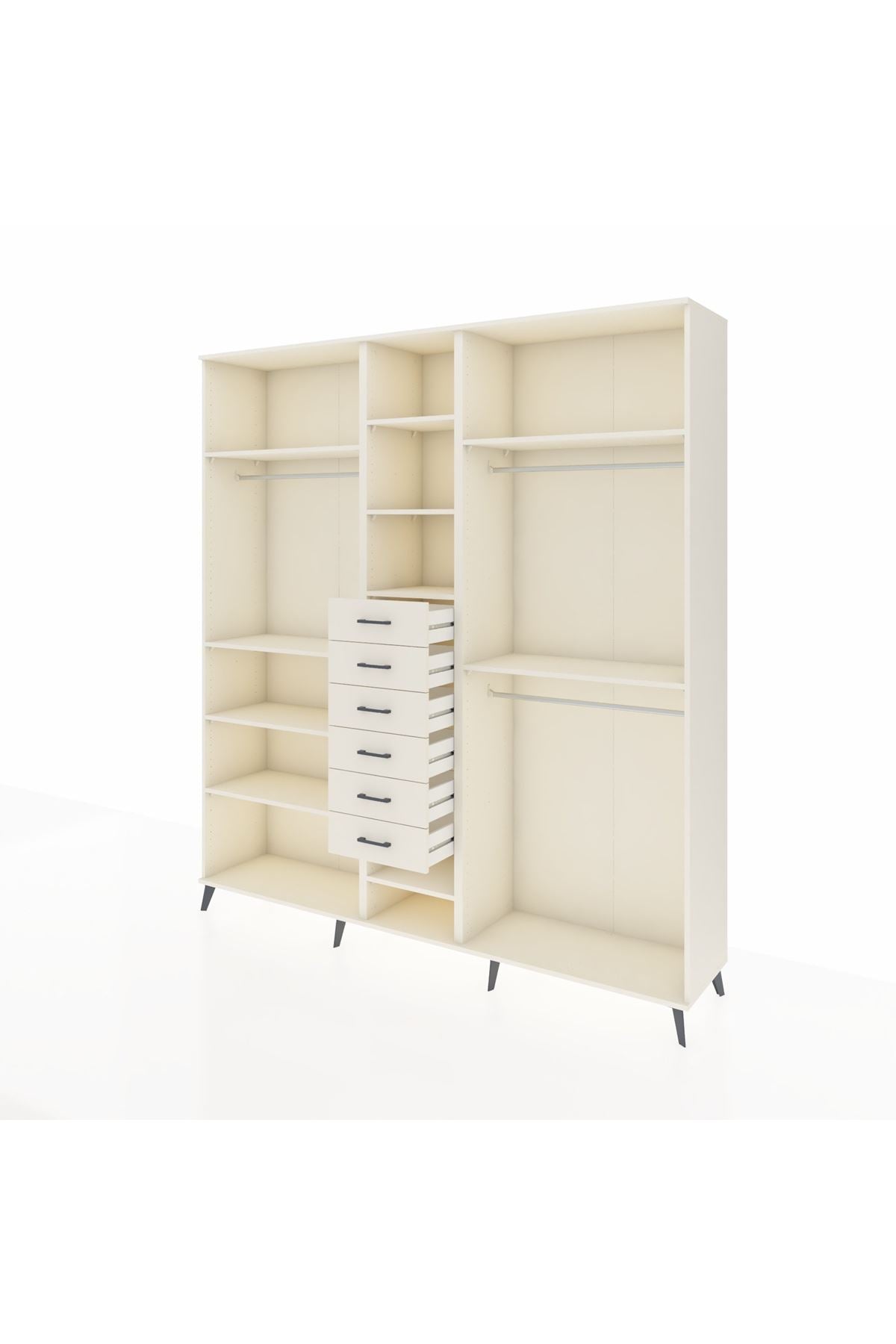 Hyperion Dolap 10 Raflı 6 Çekmeceli 3 Askılı 220x44x243 - S553M060V04B