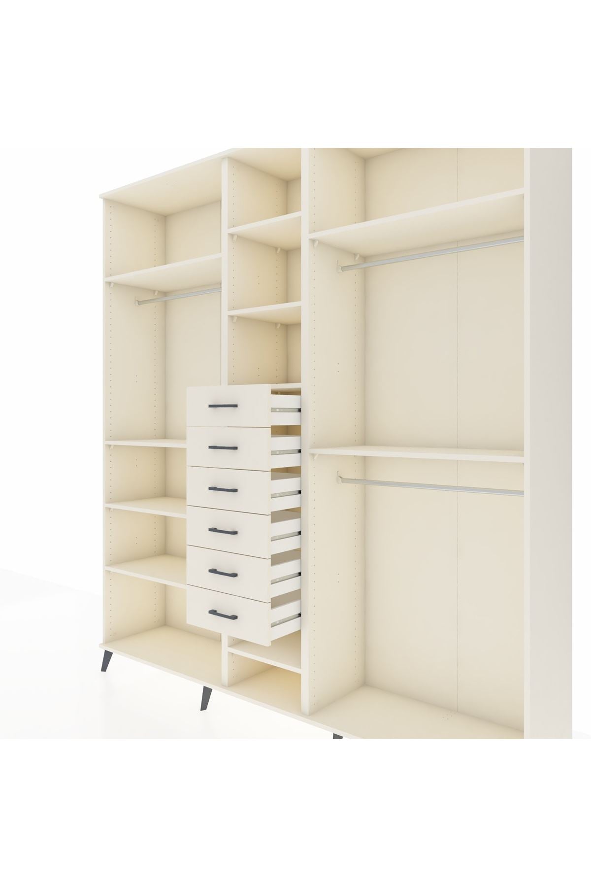 Hyperion Dolap 10 Raflı 6 Çekmeceli 3 Askılı 220x44x243 - S553M060V04B