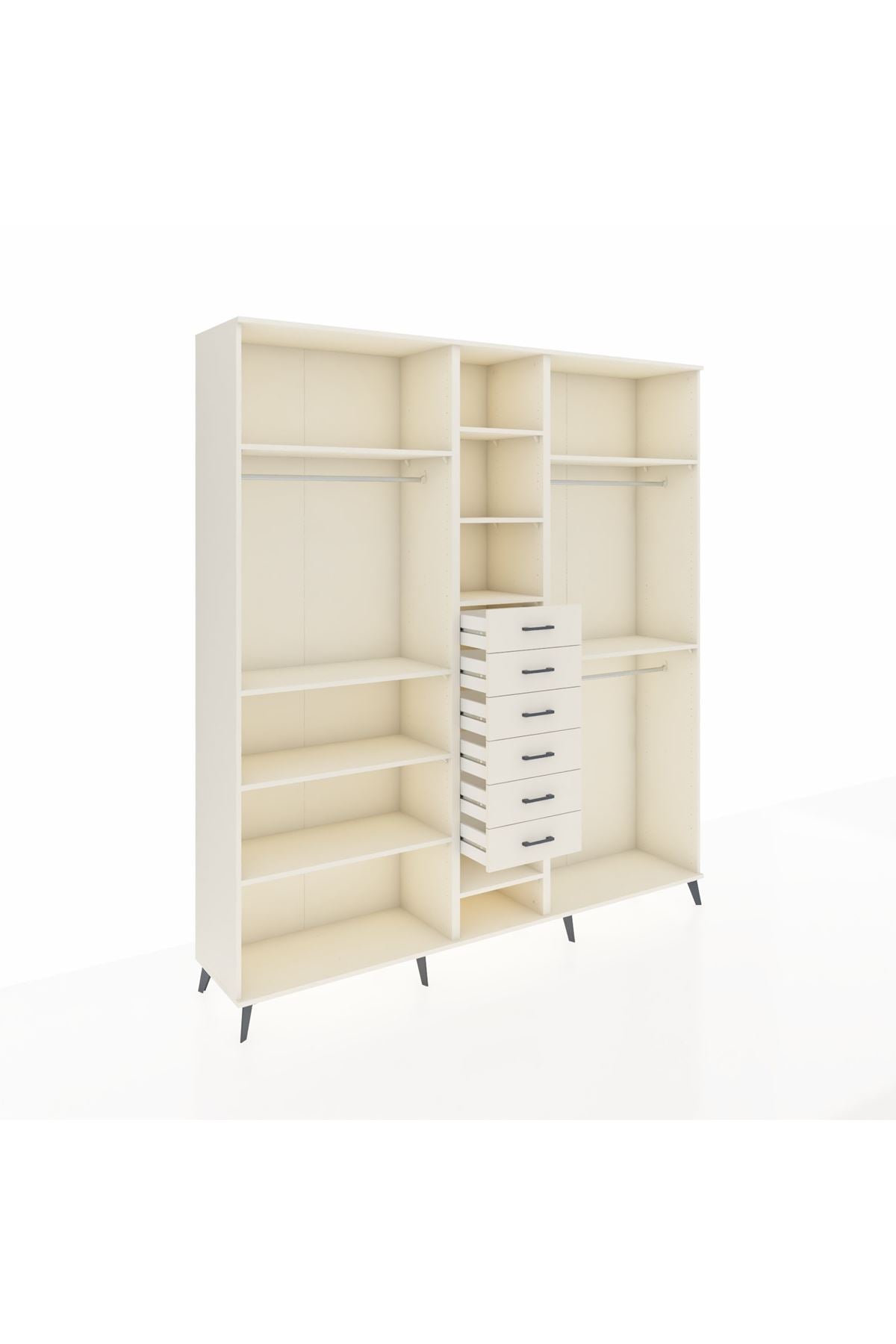 Hyperion Dolap 10 Raflı 6 Çekmeceli 3 Askılı 220x44x243 - S553M060V04B