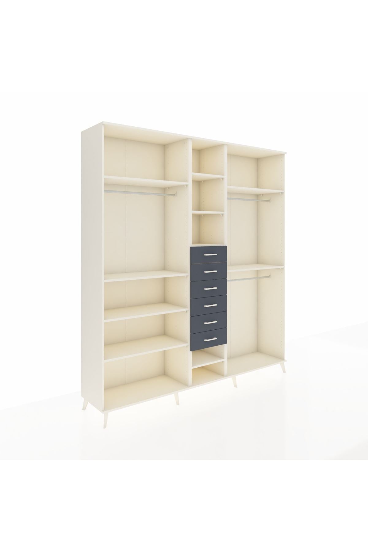 Hyperion Dolap 10 Raflı 6 Çekmeceli 3 Askılı 220x44x243 - S553M060V05B