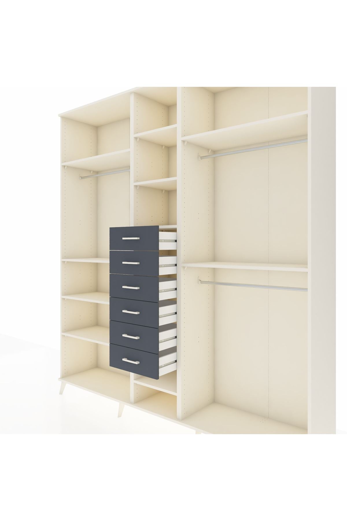 Hyperion Dolap 10 Raflı 6 Çekmeceli 3 Askılı 220x44x243 - S553M060V05B