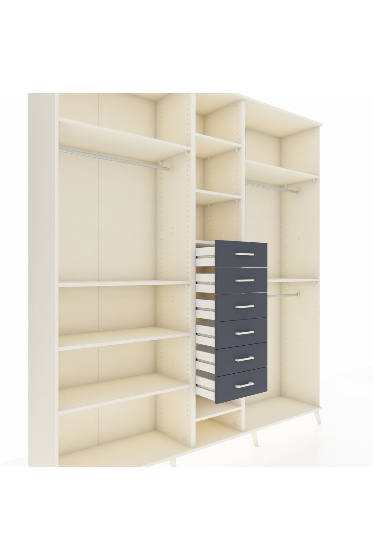 Hyperion Dolap 10 Raflı 6 Çekmeceli 3 Askılı 220x44x243 - S553M060V05B