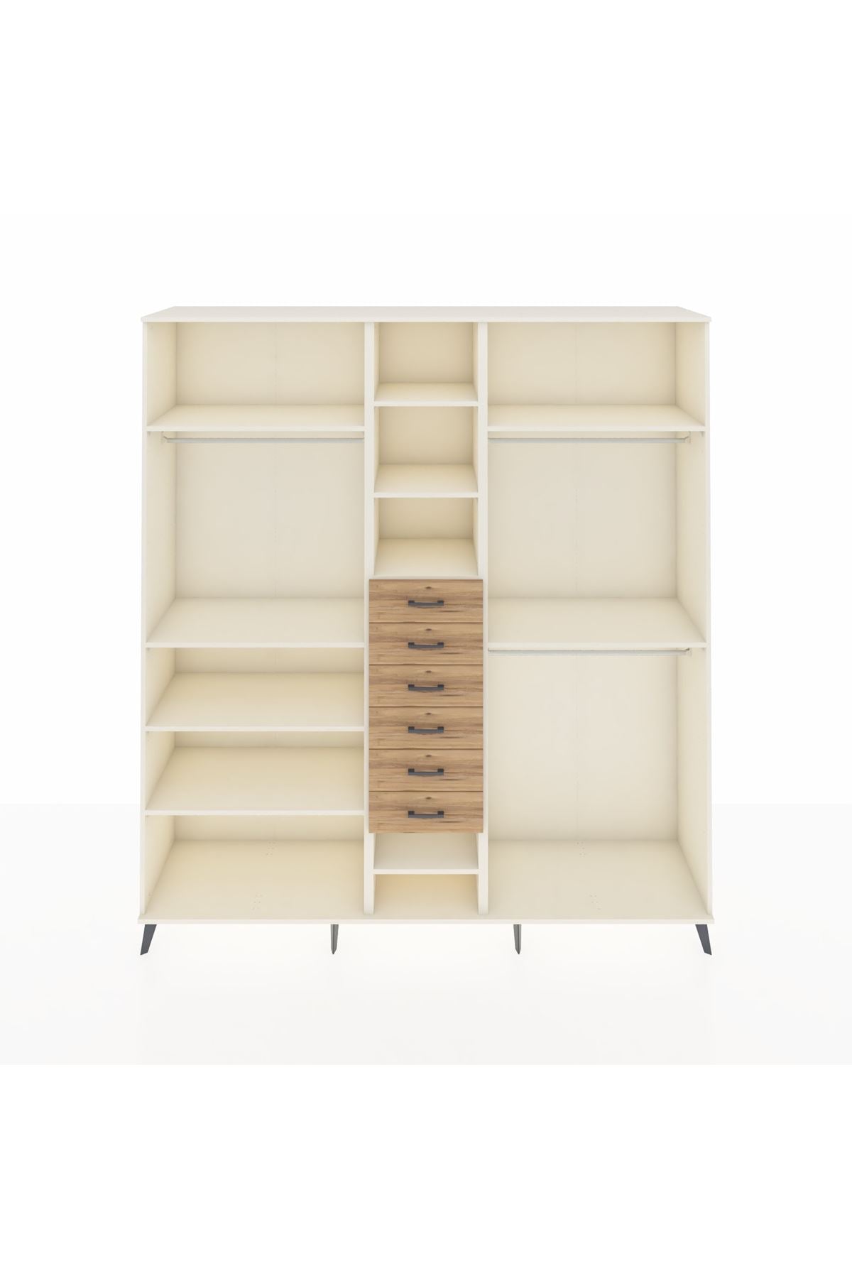 Hyperion Dolap 10 Raflı 6 Çekmeceli 3 Askılı 220x44x243 - S553M060V06B