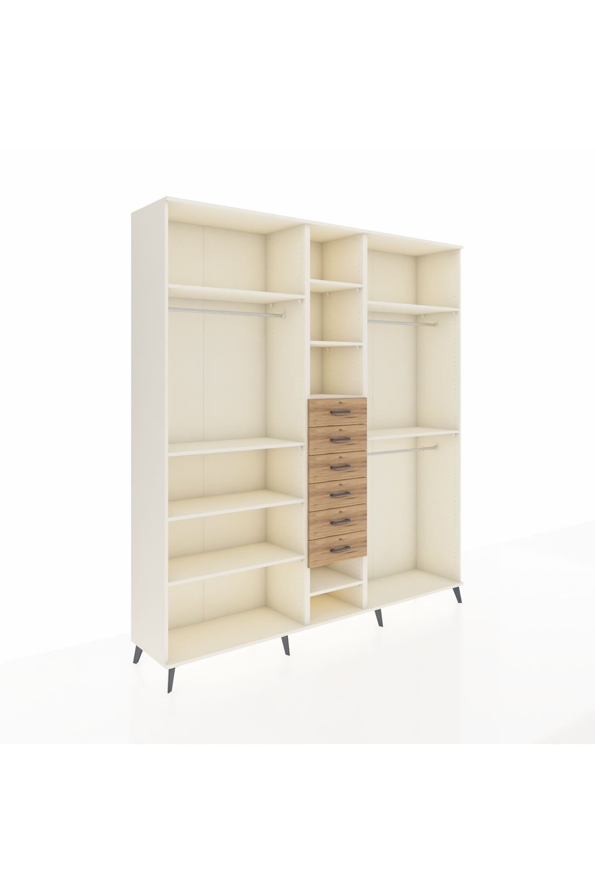 Hyperion Dolap 10 Raflı 6 Çekmeceli 3 Askılı 220x44x243 - S553M060V06B